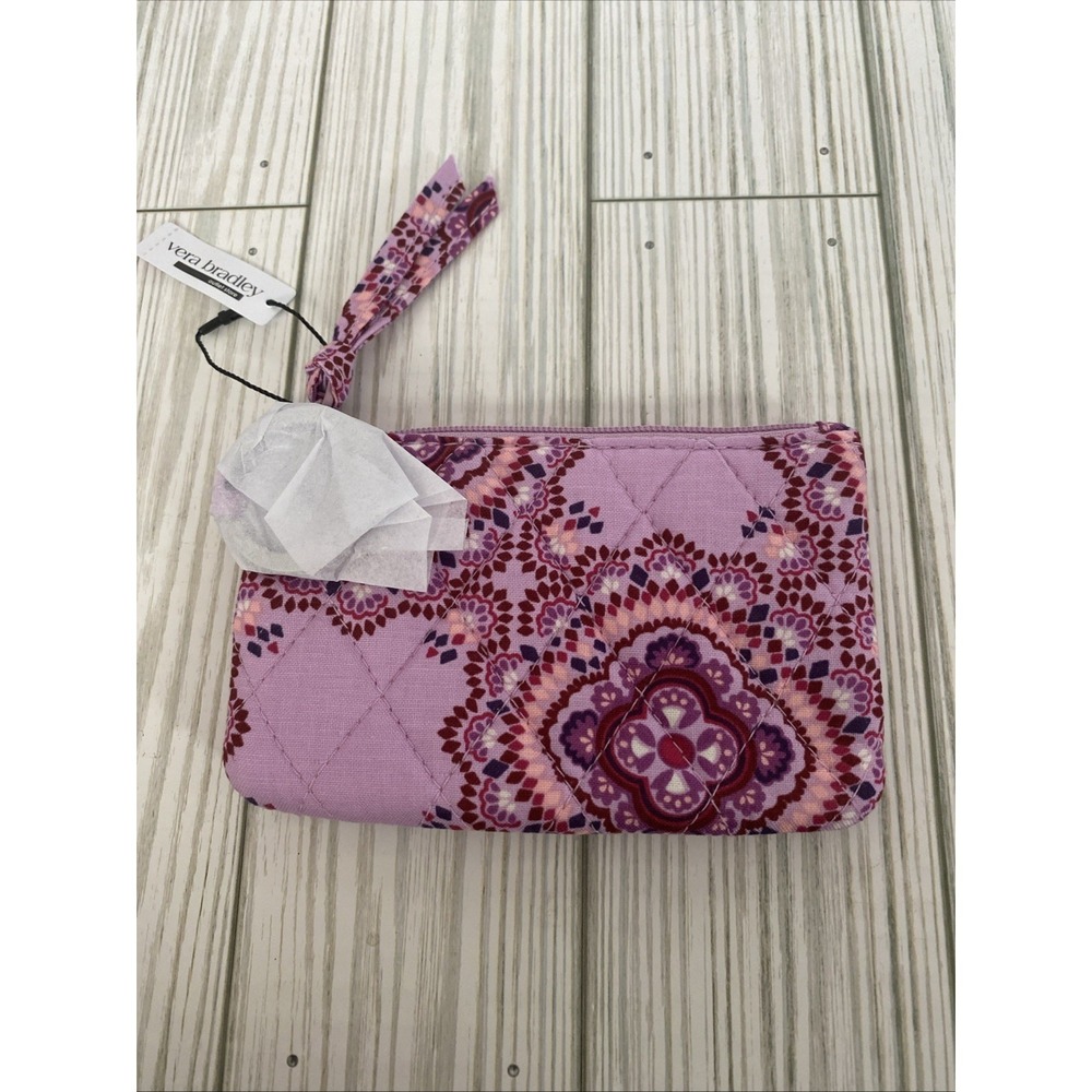 Vera Bradley Zip ID Case Lavender Medallion Pink NWT Mini Wallet Coin Purse
